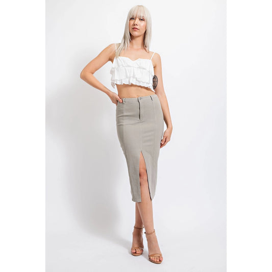 Front Slit Denim Skirt