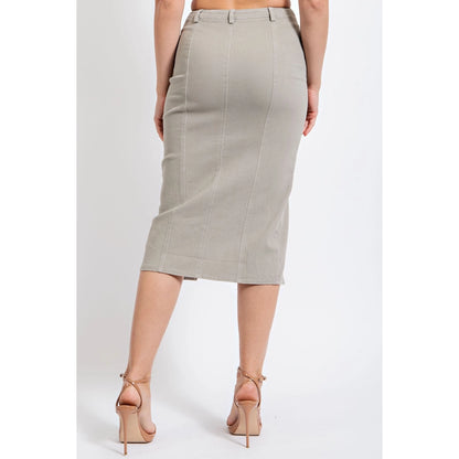 Front Slit Denim Skirt